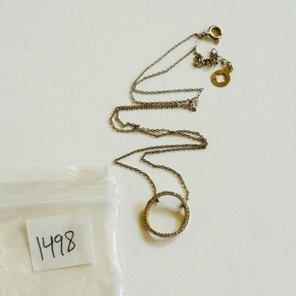AS‎ Halo sparkling necklace dainty gold Vermeil sterling silver 925 rare 17